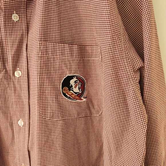 Florida State Seminoles‎ Button Up Shirt Long Sleeve Red White Check Medium - Picture 5 of 11
